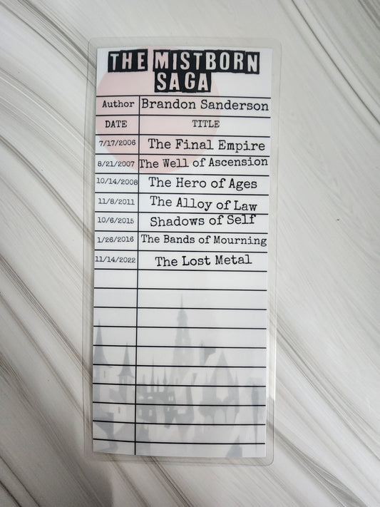 MistBorn Saga Library Card Inspired Bookmark