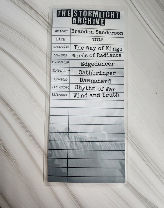 Stormlight Library Card Inspired Bookmark